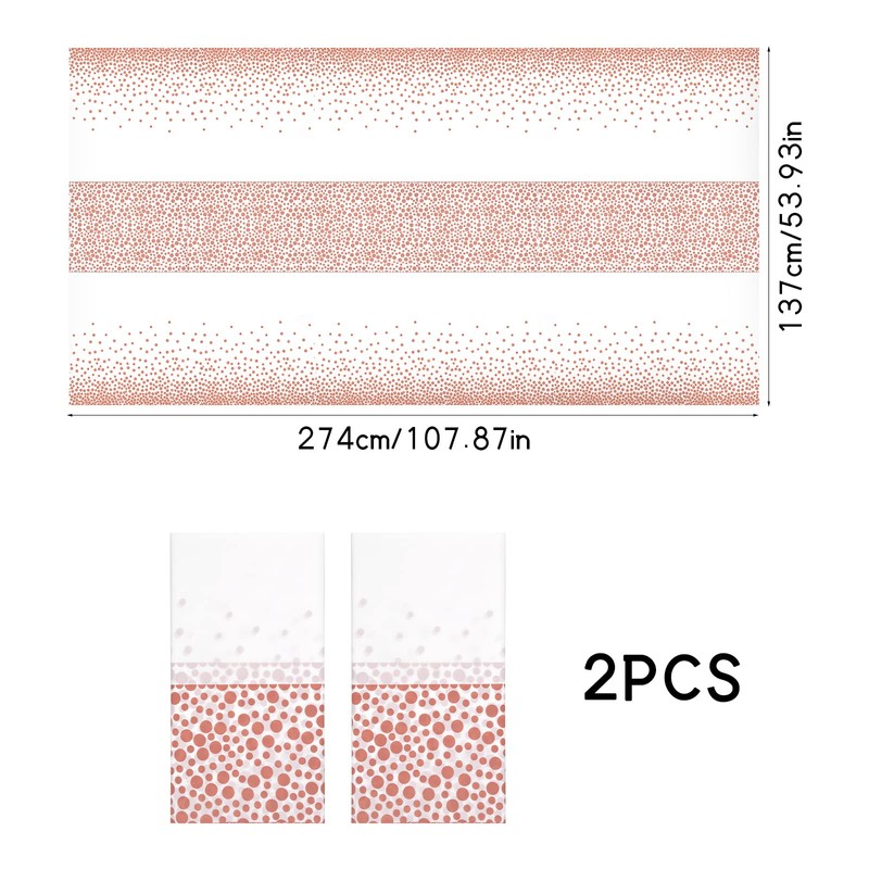 Dokeno Pack of 2 Rose Gold Polka Dot Tablecloths, Waterproof