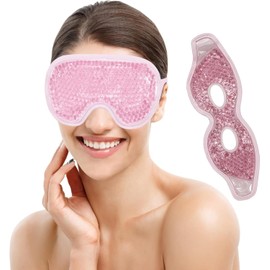 2PCS Antifaz de Gel para Ojos, Antifaz para ojos Reutilizable, Máscara de Hielo Gel con Respaldo de Felpa Suave Suave para Ojos Hinchados Ojeras Migraña Alivio del Estrés Cuidado la Piel (Rosa)