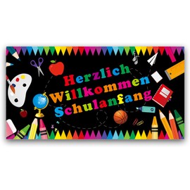 School Introduction Decoration Black, 110 x 180 cm First Day of School Child Welcome Banner, First Day of School Boy and Girl 1st Day of School Decoration 2025 (Black 1)
