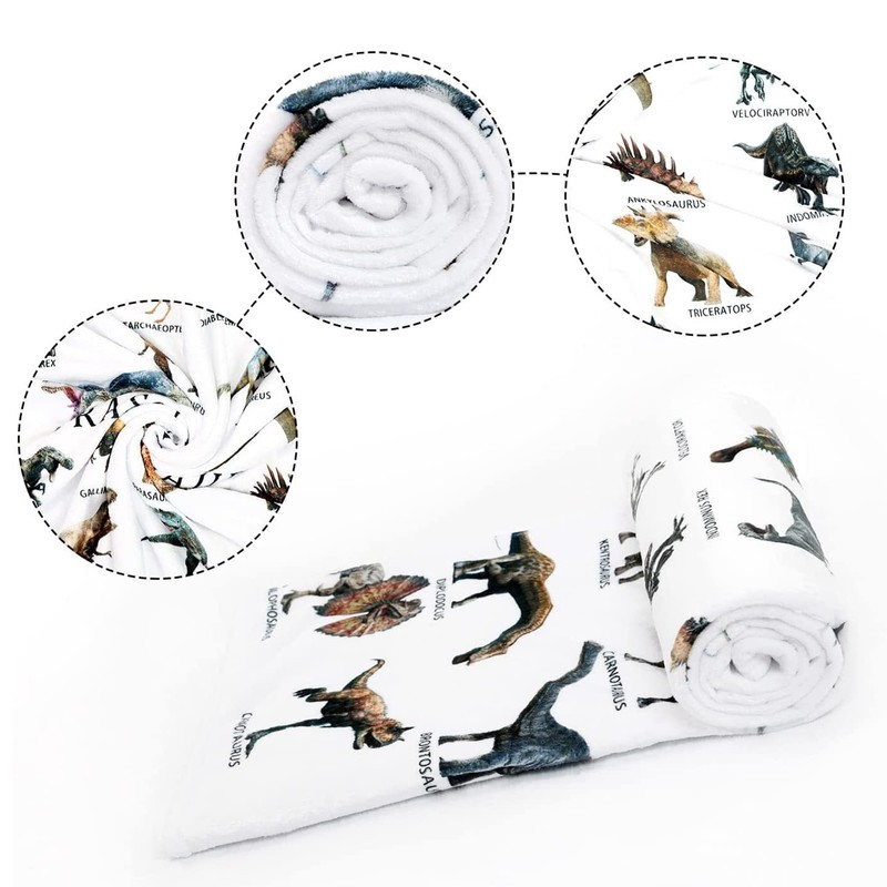 Kids Blanket Machine Washable Dinosaur Pattern Soft Plush Blanket for