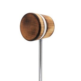 Low Boy Lightweight Wood Bass Drum Beater - Versatile Light-Weight Kick Drum Beater with Wood Surface & Aerospace-Grade Steel Rods (Scorched with White Stripe, 1-pack)