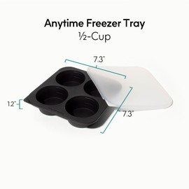 Anyday 1/2-Cup Silicone Freezer Tray with Silicone Lid for Food Storage, Rice, Stock, Leftovers | Plastic-Free Freezer Container | Soup Molds for Meal Prep Portions | 4 Oz / 125mL Freezing Tray