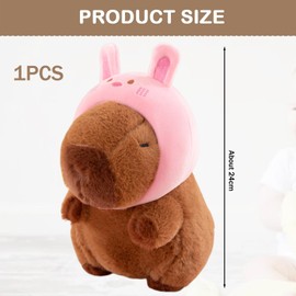KFSCIP 8 In Capybara Plush, Capybara Teddy, Capybara Toy, Capybara Plush Toy, Stuffed Capybara Plushie, Capybara Gifts Guinea Pig Toys For Kids (23cm Strawberry Hat)