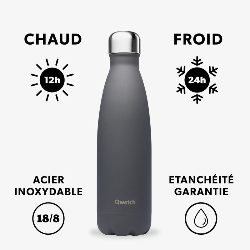 Qwetch - Bouteille Isotherme Granite Thermos Flask - Grey 500