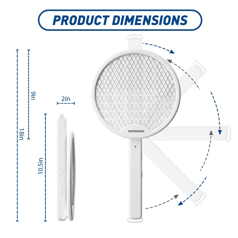 2PCS Electric Fly Swatter 4000V, 2-in-1 Foldable Bug Zapper Racket,