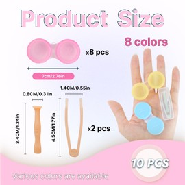 10 Stück Kontaktlinsenbehälter Set - Bunt Kontaktlinsendose Linsenbehälter Kontaktlinsen Behälter Tragbarer Auslaufsicherer Reise Kontaktlinsenbehälter Set, inkl. 2 Stück Kontaktlinsen Entferner