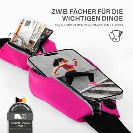 moex® Easy Bag für Honor Magic7 Pro Laufgürtel für Handy, Lauftasche Jogging, Handytasche zum Joggen, Sport Bauchtasche wasserdicht, Fitness Running Belt – Neon Pink (2P)