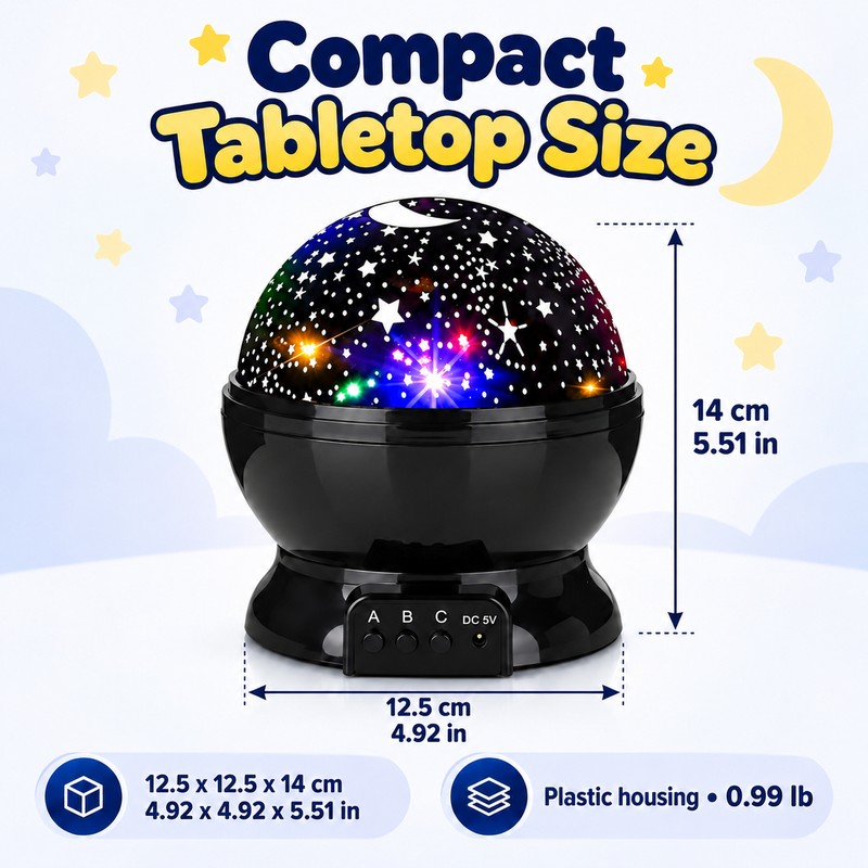 Rotating Starry Sky Night Light Projector, Moon and Star Ceiling