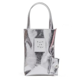 DIVA Rose Women's Shoulder Bag, Handbag, Tote Bag, Cute, Handbag, Glitter, Stylish, Retro, Light, Silver, Logo Bag, Silver