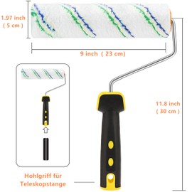 ZJTAPE Paint Roller, Set of 6 Professional Paint Rollers, 5 Painting Rollers, Large (Width 23 cm), Painting Set, Telescopic Rod, Attachable Painter, Paint Accessories, Facade Paint, Renovation, Home