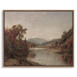 Pinetree Art Framed Canvas Wall Art for Living Room Decor, Vintage Meadow with Flowers Painting Wall Art Prints Bedroom Home Bathroom Decor (Mount Washington in Autumn, 8" x 10")