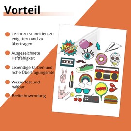 HTVRONT Sublimation Stickers 20 Pieces Waterproof - Sticker Paper for Printing 216 x 280 mm Vibrant Colour Shiny Transparent Work with Sublimation Paper for Inkjet Printers Sublimation Blanks