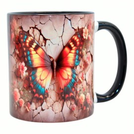 Shopi Zone Keramiktasse mit Schmetterlings-Motiv – Schönheit und Natur in jedem Schluck