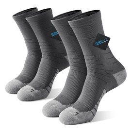 AKASO 2 Pairs Ultralight Running Socks, Crew Coolmax Cotton Athletic Sport Quarter Hiking & Running Socks for Men & Women(Grey S)