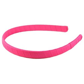 Q-YO Grosgrain/Satin Ribbons Wrapped Headbands For Girls DIY Craft (5pc 1/2" Grosgrain Ribbon Wrapped Headbands-Shocking Pink)