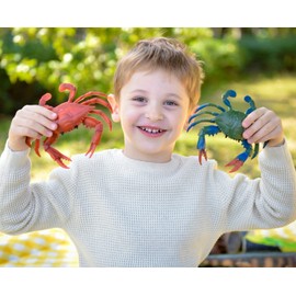 Gemini&Genius 2Pcs Crabs Marine Animal World Sea Animal Action Figure Ocean Model Toy Educational, Role Play, Cake Toppers, Swimming Toys, Bath Toys, Christmas Stocking Stuffers for Kids
