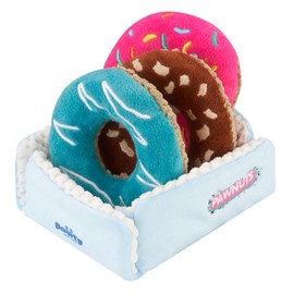 Pawty Dog Toys - Donut Box Interactive Toy - Plush Interactive Food Shaped Parody Toy - Fetch Cute Chew Toy - Cute Dog Gifts for Favorite Dog Birthday