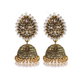 Kenjudess Vintage Ethnic Earrings Bohemian Long Bell Earrings Exotic Indian Earrings Jewelry for Women (Gold C)
