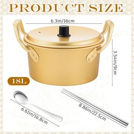 Tioncy 2 Set Korean Ramen Pot Kits Include 2 Ramen Cooking Pot with Lid 2 Spoons and 2 Pairs of Chopsticks Korean Noodle container Double Handle Fast Heating for Kitchen Cookware