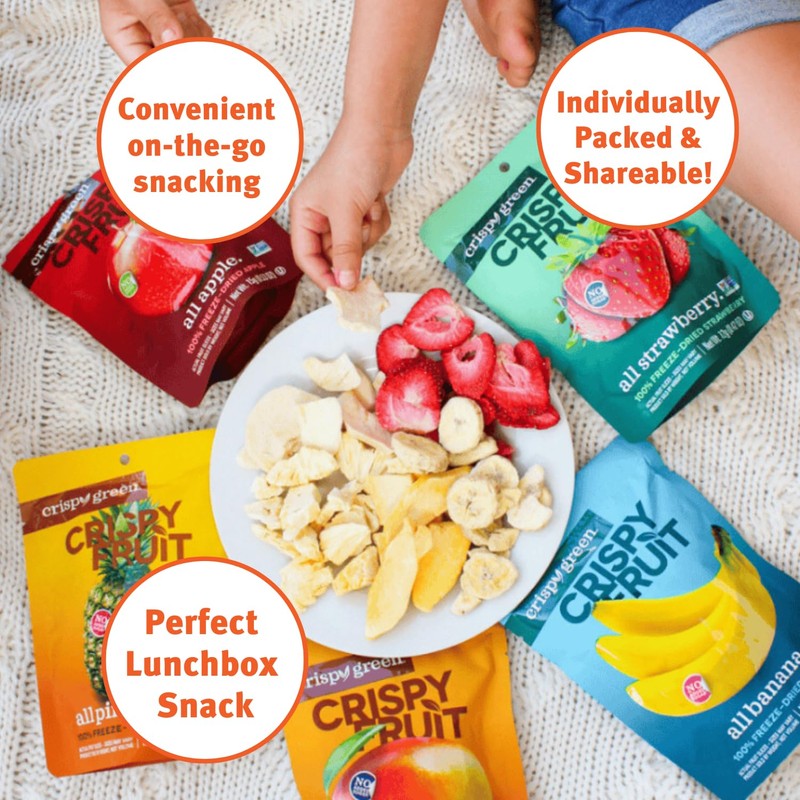 Crispy Green Natural Freeze-Dried Fruit, Banana Single-Serve, No Sugar Added,