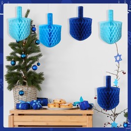 Marspark 6 Pcs Hanukkah Dreidel Decoration 12 Inch Hanging Chanukah Ornaments Hanukkah Wall Hanging Chanukah Holiday Party Decor for Yard Garden Indoor Outdoor