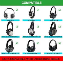 Jecobb Replacement Ear Pads Kit Ear Cushions for Bose QuietComfort 2, Quiet Comfort 15, QuietComfort 25, QC 35, Ae2, Ae2i, Ae2w, Sound True, Sound Link (Around-Ear Only) Headphones (Khaki)