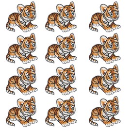 12PCS Tiger Iron on Patches, Sew on Embroidery Patches Tiger Patch Iron on Small Repair Sticker Sewing Fabric Pack Decorative Tiger Patches