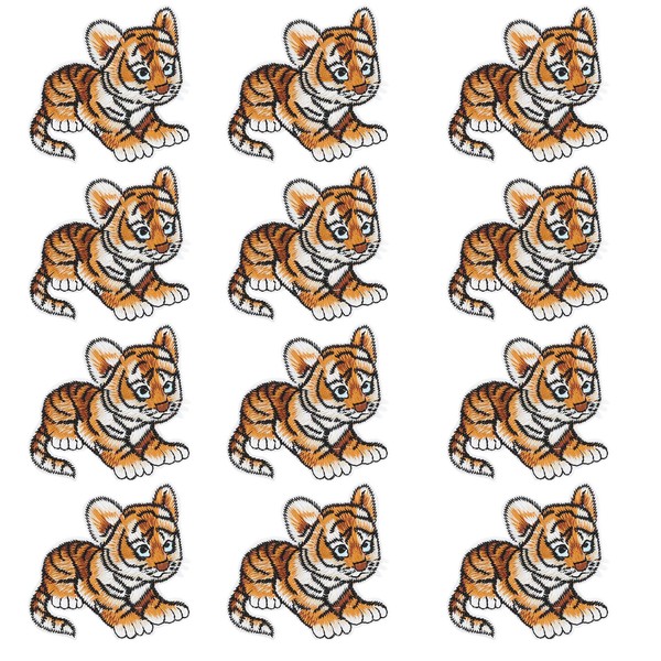 12PCS Tiger Iron on Patches, Sew on Embroidery Patches Tiger