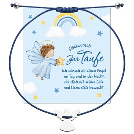 BOOMTOP Guardian Angel Bracelet Girls Christening Gift Bracelets Angel Lucky Charm Christening Child Lucky Bracelet Adjustable 30 cm Bracelet Boy Girl Gift for Christening Communion Confirmation