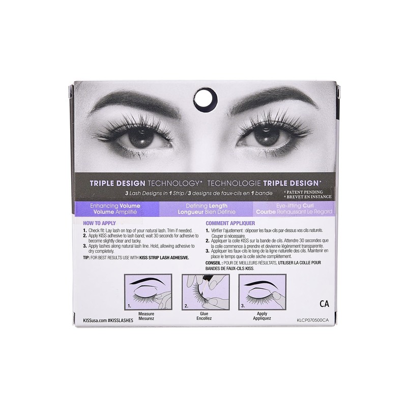 Kiss Lash Couture False Eyelashes, Triple Push-Up Teddy, 1 Pair,