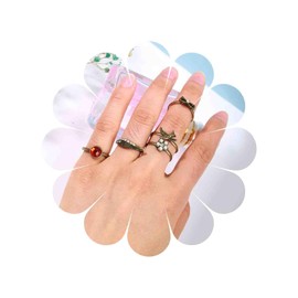TseenYi Boho Stacking Rings Set Crystal Pearl Stacking Finger Rings Retro Fashion Ring Jewellery for Women and Girls Valentine's Day Festival Gift (Old Gold)