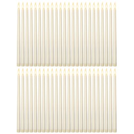 Funtery 48 Pcs Flameless LED Taper Candles 11 Inch Battery Operated Candles Bulk LED Candlesticks Fake Candle Flickering Flames for Christmas Church Wedding Party (Ivory, Classic)