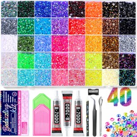 Viomis Bedazzling Kit with B7000 Glue, 40000 Pcs 3mm Rhinestone, 40 Colors