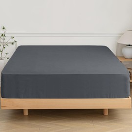 SSW HOMES King Fitted Sheet Charcoal - Deep Pocket 16 inch(40cm) - Soft Easy Care Brushed Microfiber Plain Bed Sheet - Hotel Quality Shrinkage and Fade Resistant Bedding