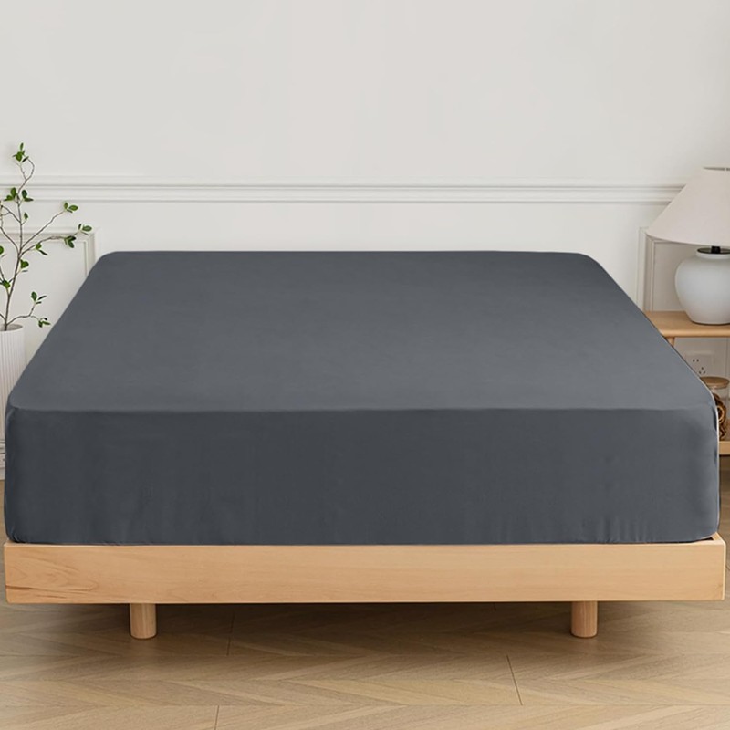 SSW HOMES King Fitted Sheet Charcoal - Deep Pocket 16
