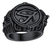 Ancient Egyptian Jewelry Ion Plating Black Round Signet Ring Stainless