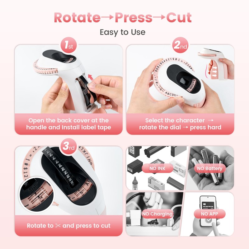 Zodzi E975 Embossing Label Printer Machine with Tape