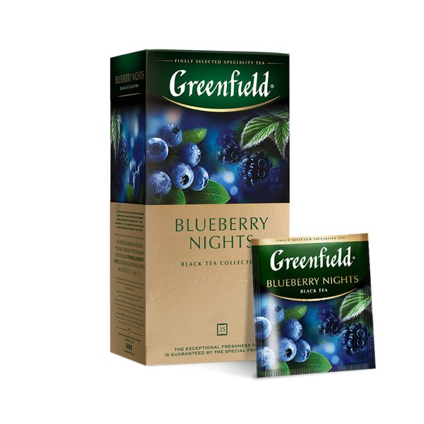Greenfield Blueberry Nights Black Tea Fruit & Herbal Collection 25 Teabags The Execptional Freshness Of Tea Is Guranteed By The Special Foil Sachet