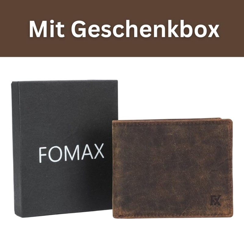 FOMAX Men's Suede Wallet with RFID Protection, Genuine Leather Wallet