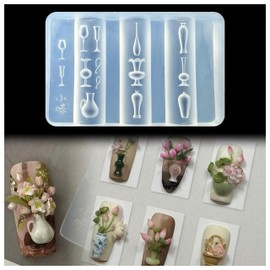 3D Vase Nail Art Molds Flower Design, Silicone Nails Tool Y2k Decoration