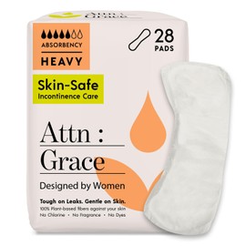 Attn: Grace Heavy Incontinence Pads for Women, 28-Pack - High Absorbency, Breathable, Plant-Based - Incontinence Pads for Heavy Bladder Leaks & Sensitive Skin