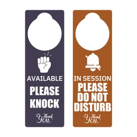 Please Knock Available/Do Not Disturb In Session Sign,2 Pack for Home Office Restroom Conference Hotles Hospital,Door Hanger Sing Tells Whether Room Status -9''x 3''(Purple and Brown)
