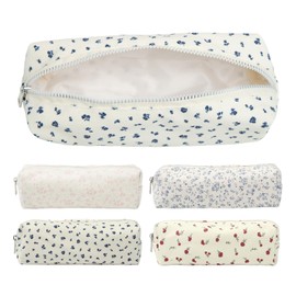 Sxutop Pack of 4 Flower Pencil Case Pencils Girls Portable Canvas Pencil Bag Cute School Pencil Case Small with Zip for Pens Office School Supplies