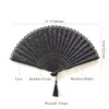 Eastern Wind Black lace hand folding fan, handheld foldable rave