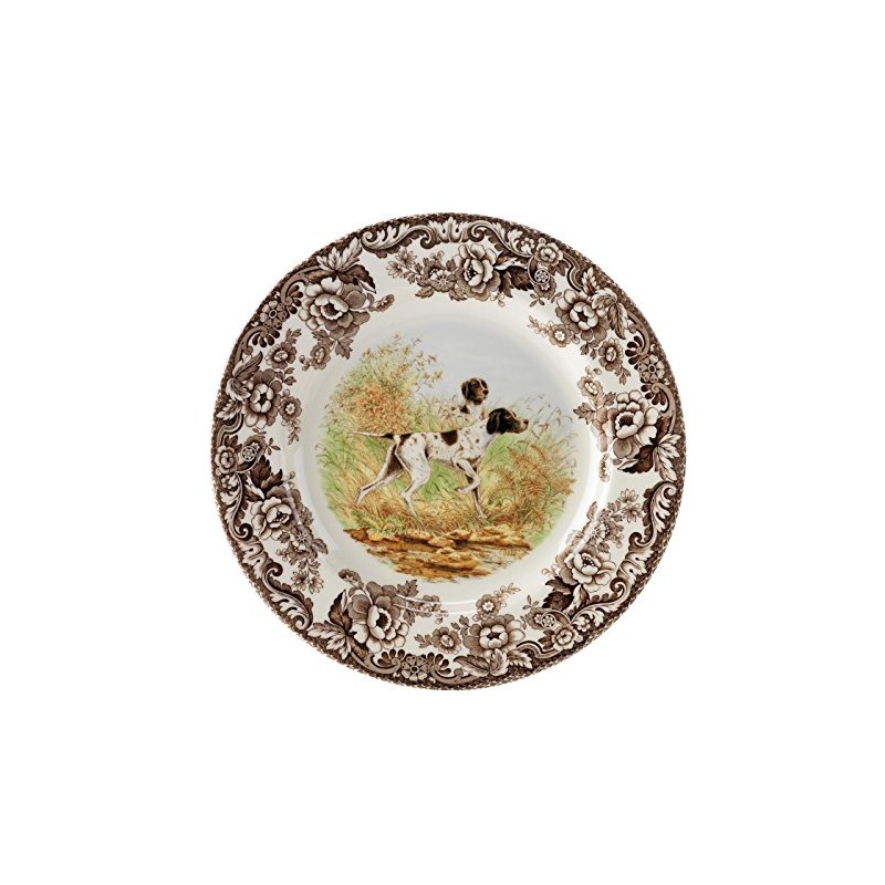 Spode Woodland Hunting Dogs Flat Coated Pointer Dinner Plate