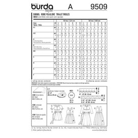 Burda Children's Sewing Pattern 9509 - Dirndl Dresses & Aprons Ages: 4-10