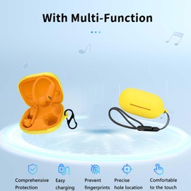 for Beats Powerbeats Pro 2 Case Cover,NOUKAJU Earphone Protective Cover(with Carabiner + Lanyard + Cleaning Pen) Drop-Proof,Shock-Proof,Dust-Proof,Protective Case for Beats Powerbeats Pro 2(Yellow)