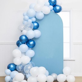Spandex Fitted Baby Blue 6.6FT Arch Backdrop Cover - JKDMJF Round Top Chiara Backdrop Cover for Wedding Birthday Party Engagement Baby Shower Arch Backdrop Stand Cover Decorations, ABC-01