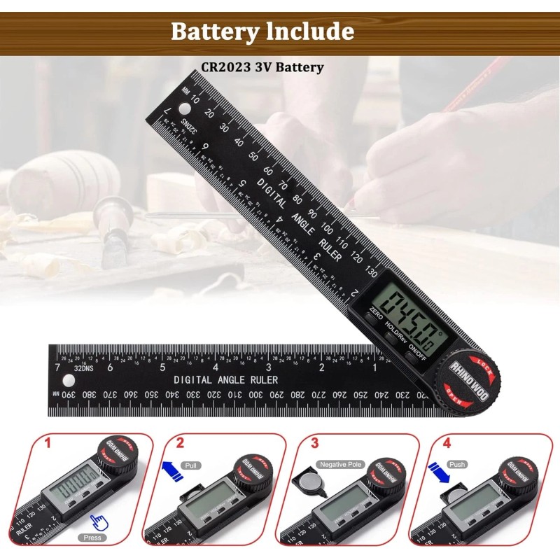 TBVHOMM 2 IN 1 digital angle ruler Guage 360 degree