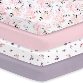 Little Grape Land Cot Bed Sheets 140 x 70 cm, Baby Fitted Sheets 4 Pack